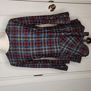 Jude Connally Plaid Bell Sleeve Top Size S